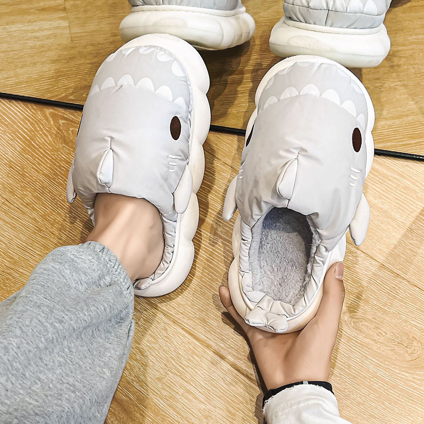Shark Shoes Winter Warm Home Slippers Women