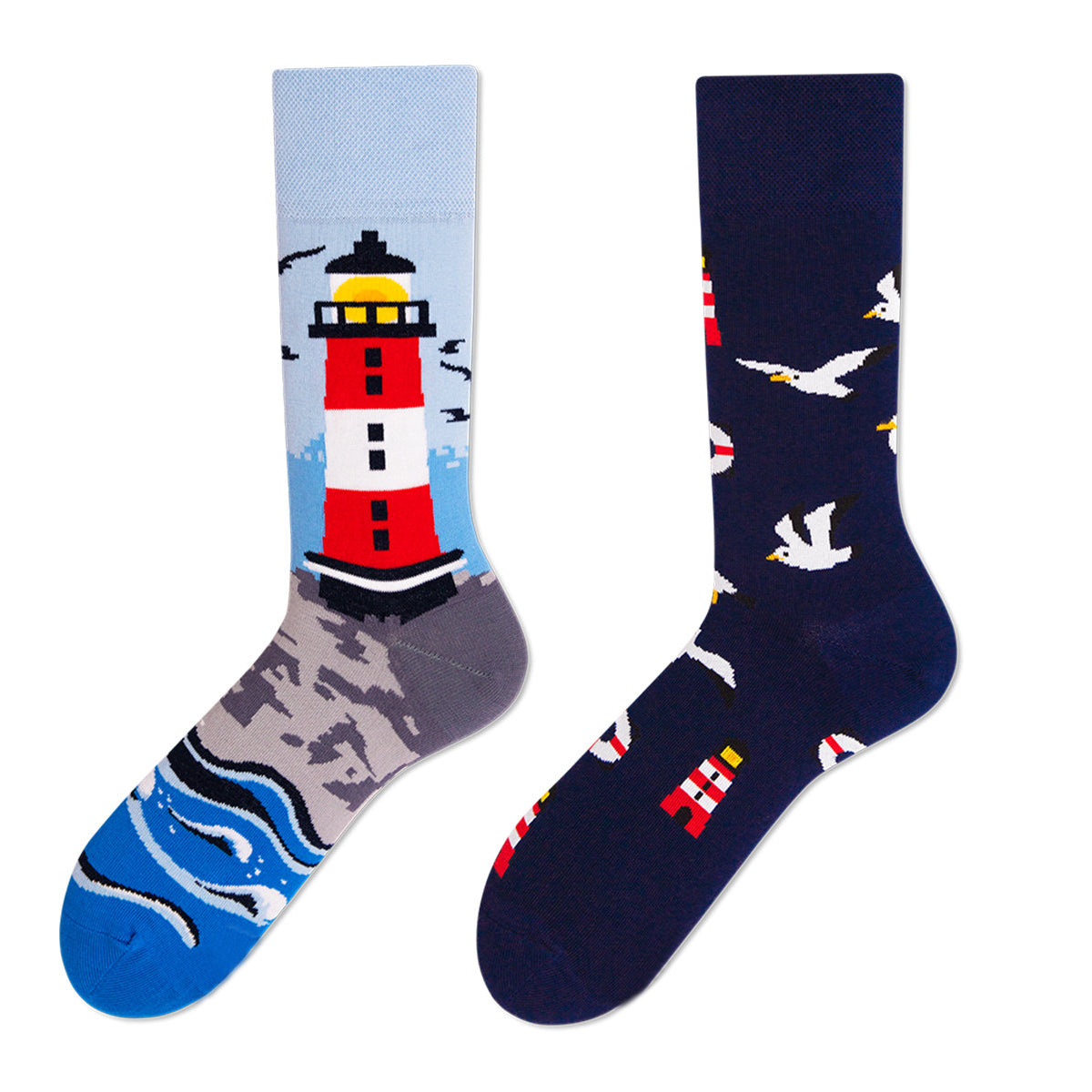 Asymmetrical Color Retro Personality Male And Female Couple Mid-length Cotton Socks