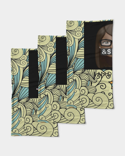 Angry yellow blue green print Neck Gaiter Set