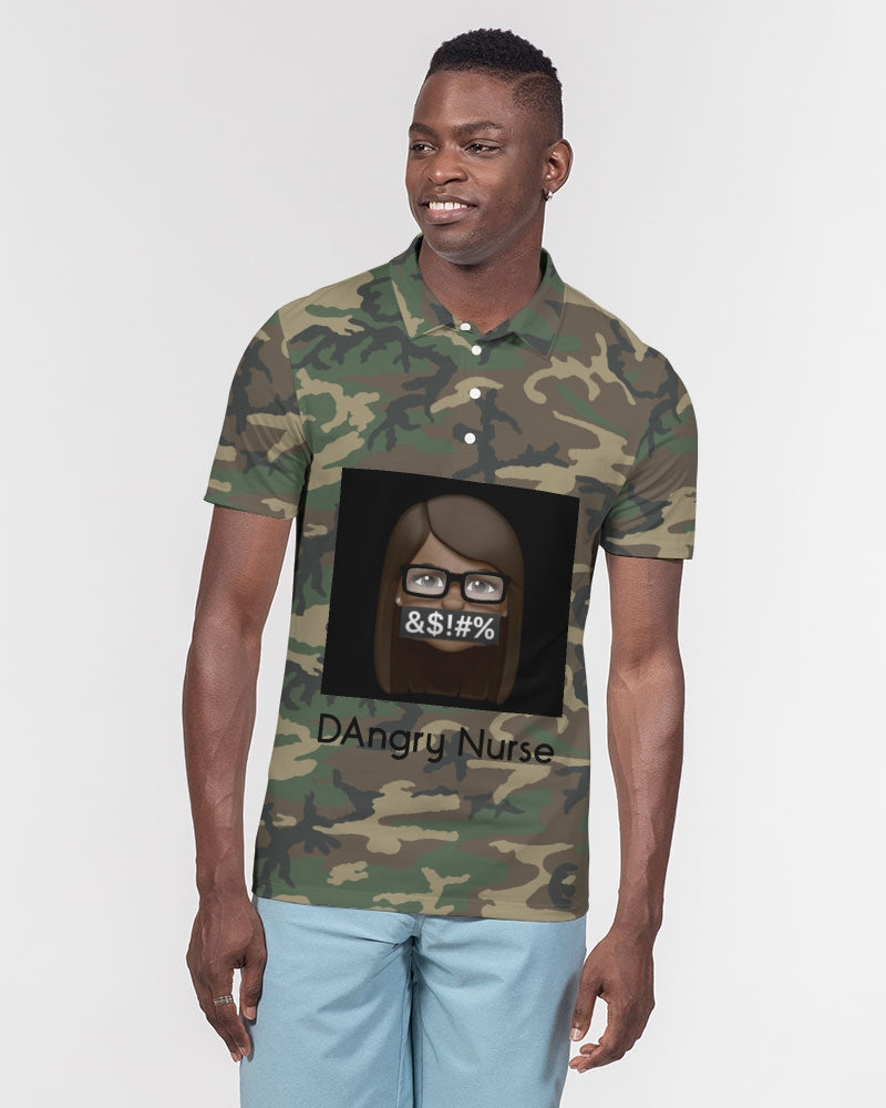 Brown-camo Men's Slim Fit Short Sleeve Polo