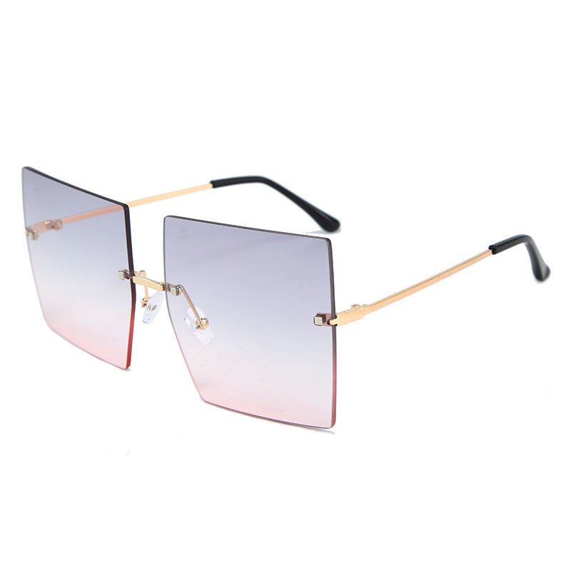 Square frameless metal glasses