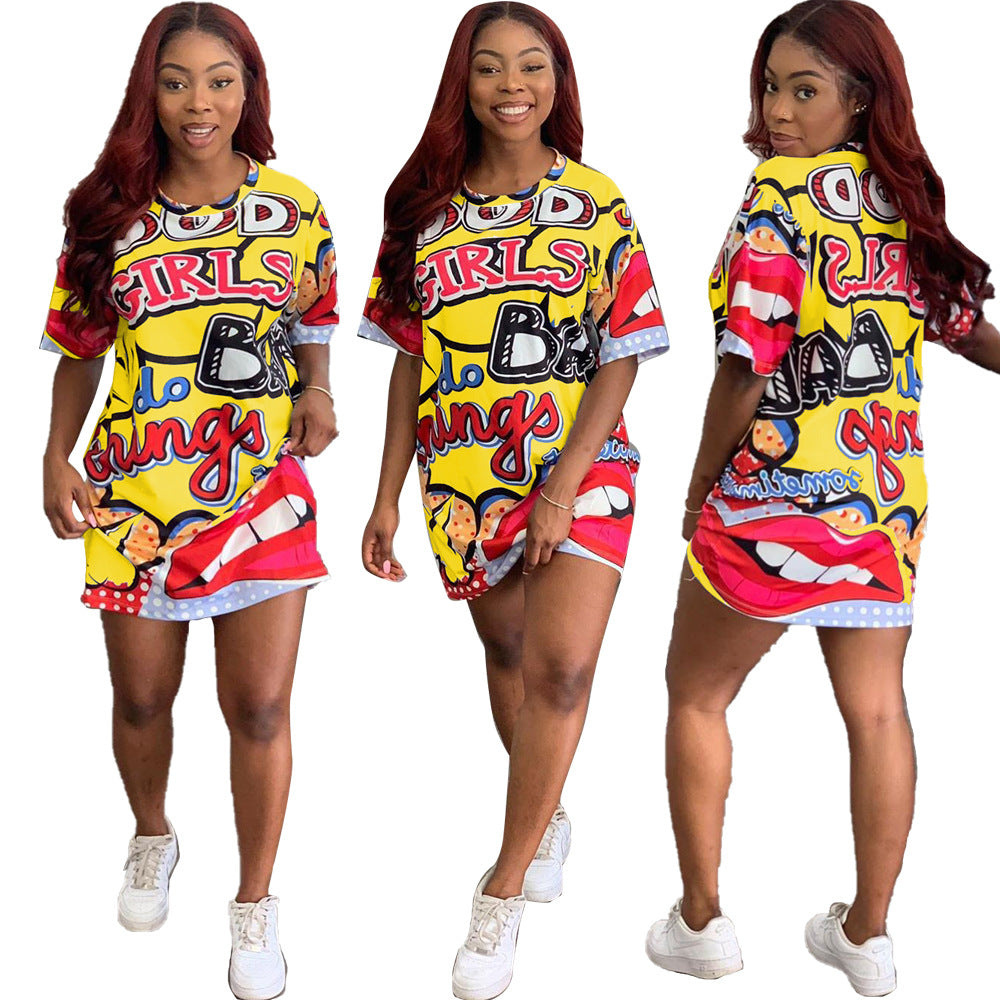 Loose fashion casual printed dress