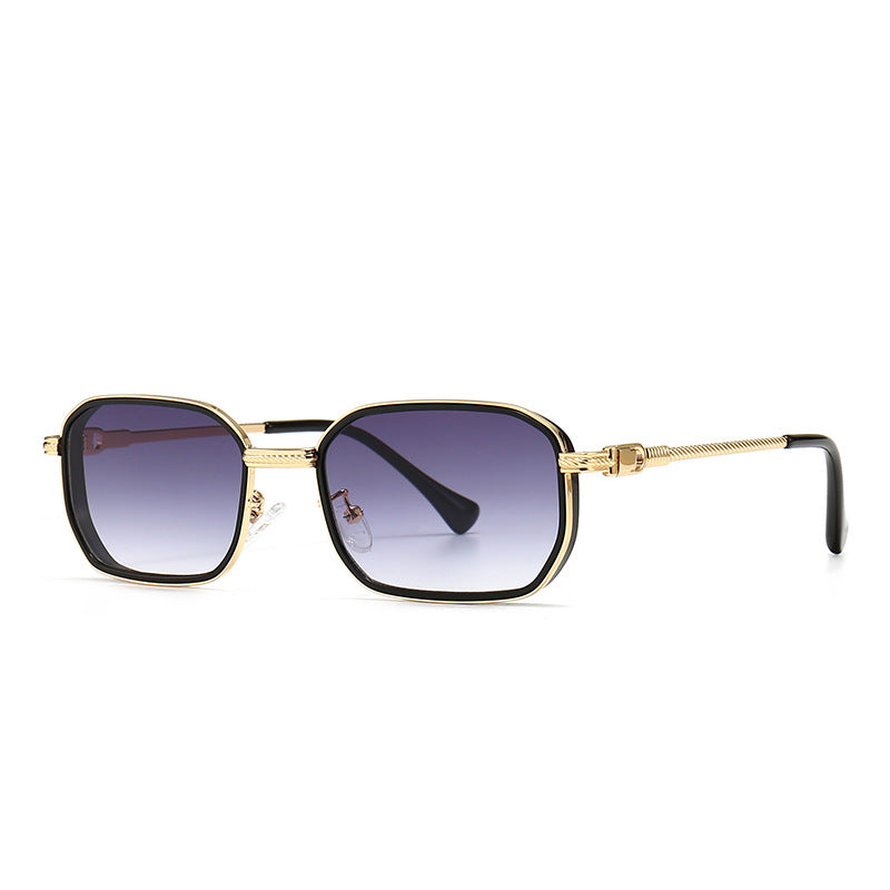 Modern retro square frame narrow sunglasses