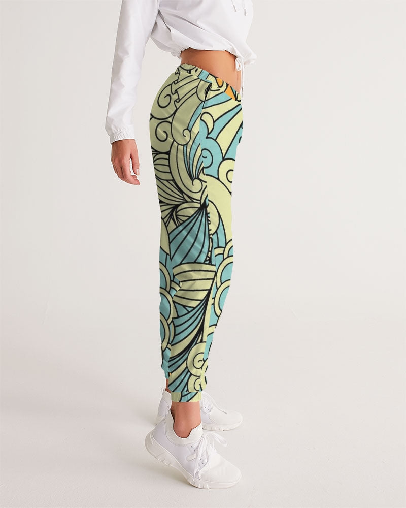 Angry yellow blue green print Women's Track Pants