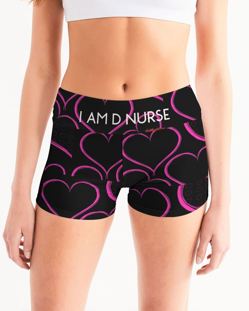 Angry hearts Women's Mid-Rise Yoga Shorts