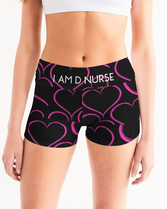 Angry hearts Women's Mid-Rise Yoga Shorts