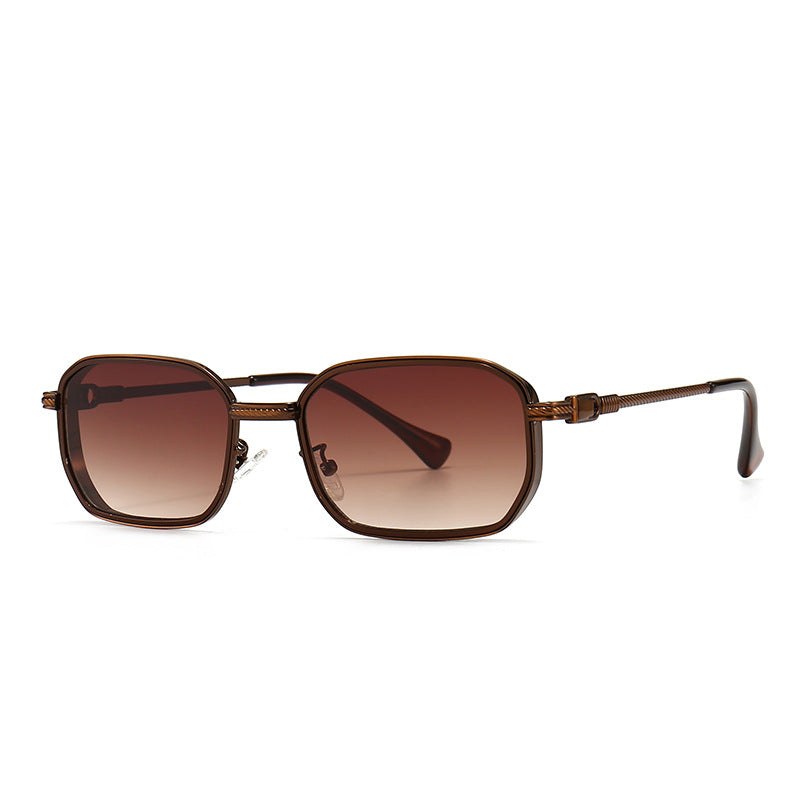 Modern retro square frame narrow sunglasses