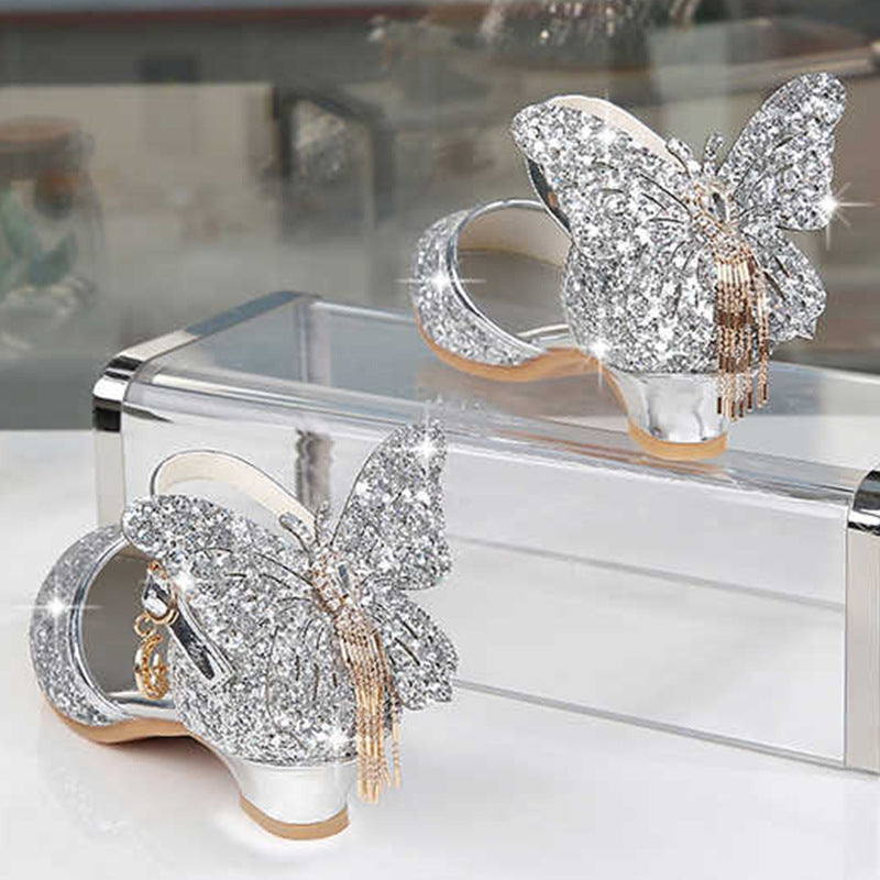 Girls Single Crystal High Heel Sandals