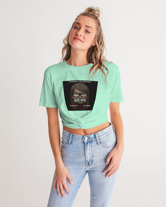 Angry pastel green Women's Twist-Front Cropped Tee