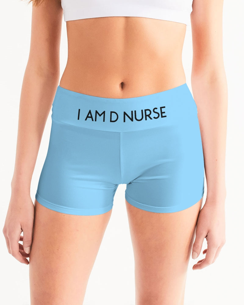 Angry pastel blue Women's Mid-Rise Yoga Shorts