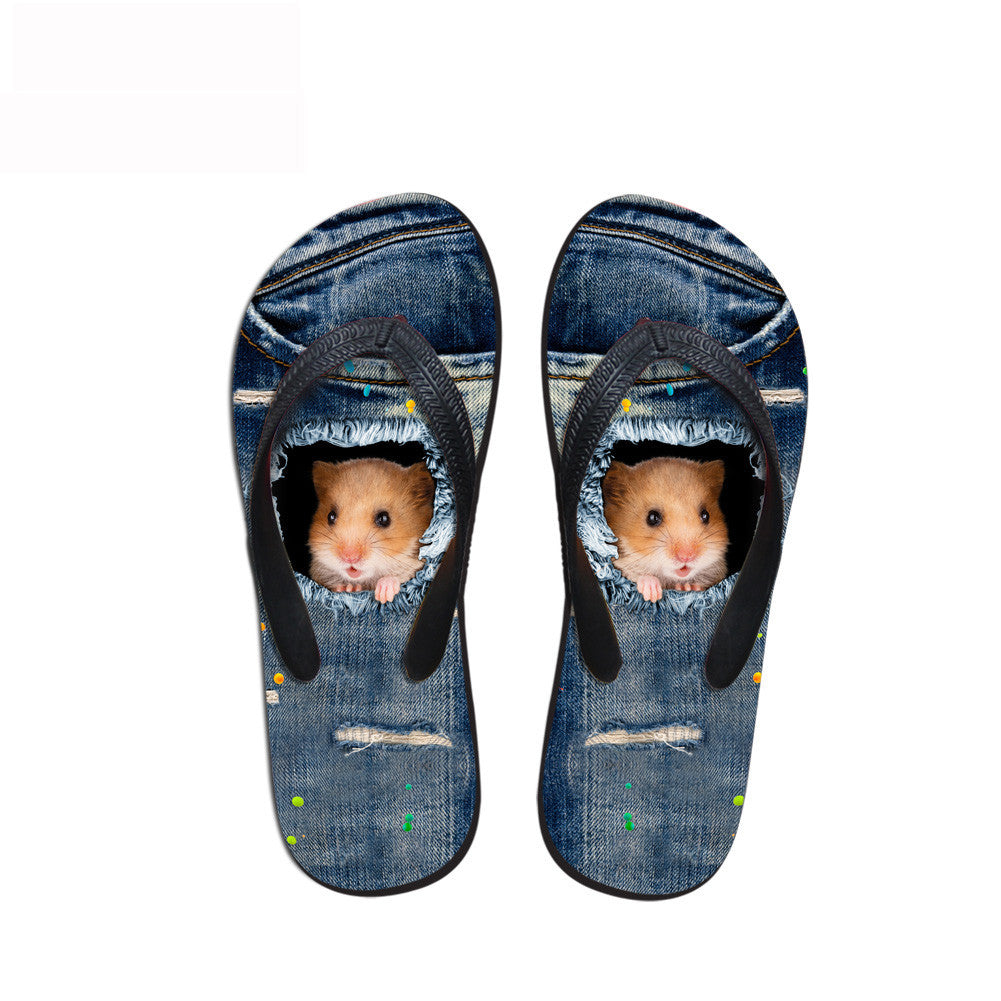 Ripped Cowboy Pet Dog And Cat Flat Slippers