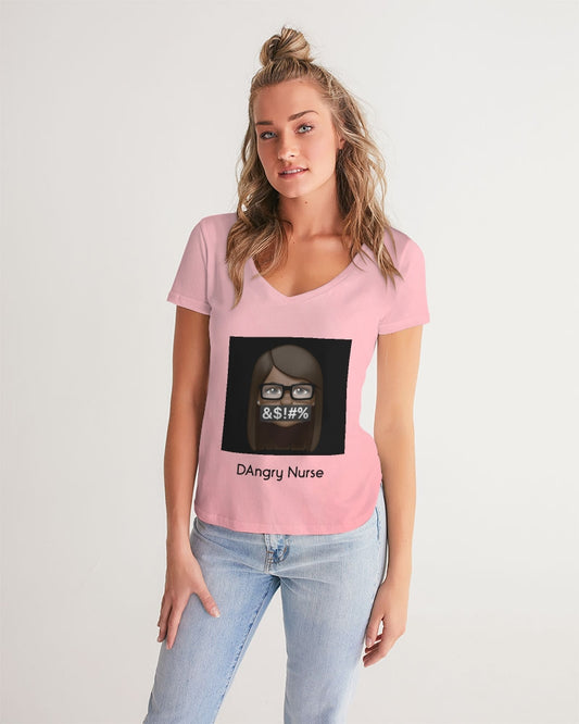 Angry Pink Women's V-Neck Tee