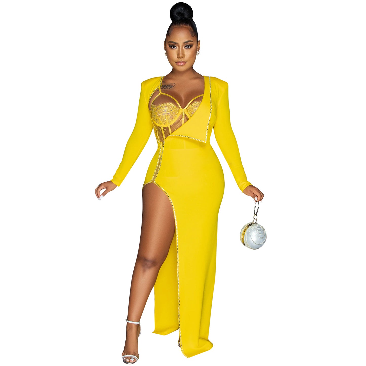 Women's Solid Color Irregular Long Sleeve Jumpsuit