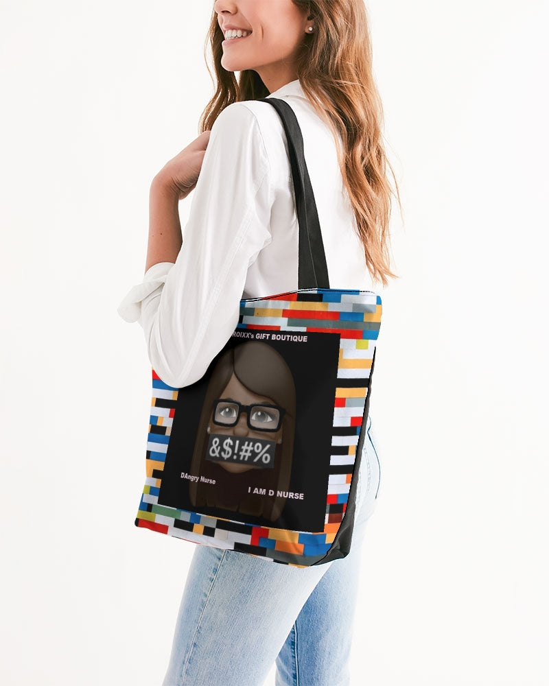 Angry Blocks Canvas Zip Tote