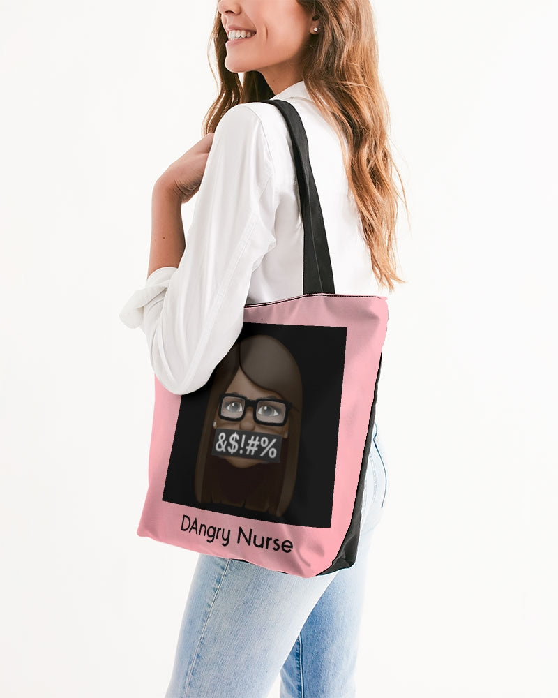 Angry Pink Canvas Zip Tote