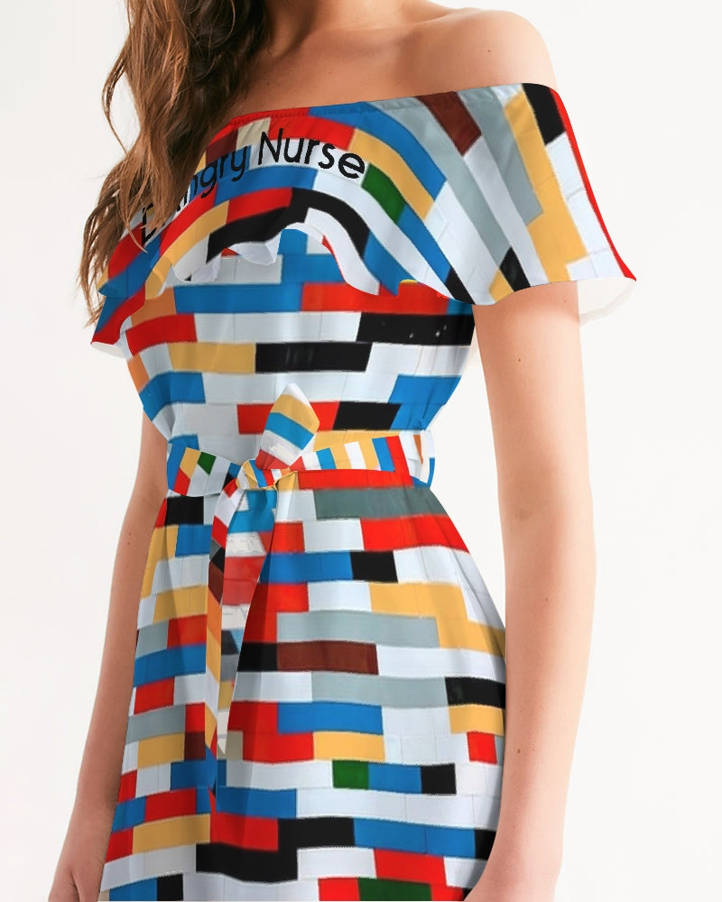 Angry Blocks Women's Off-Shoulder Dress