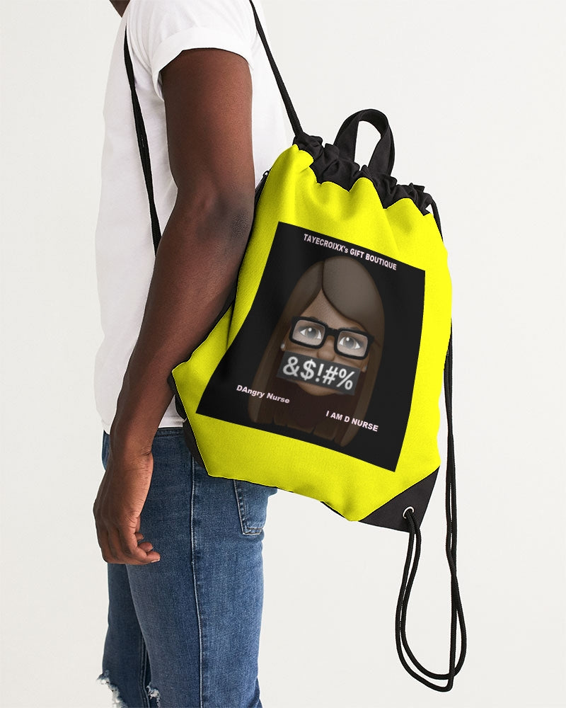 Angry Yellow Canvas Drawstring Bag