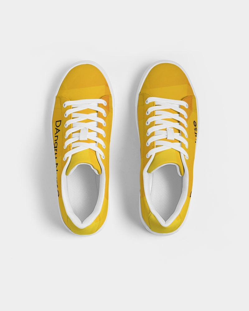 vector-yellow Women's Faux-Leather Sneaker
