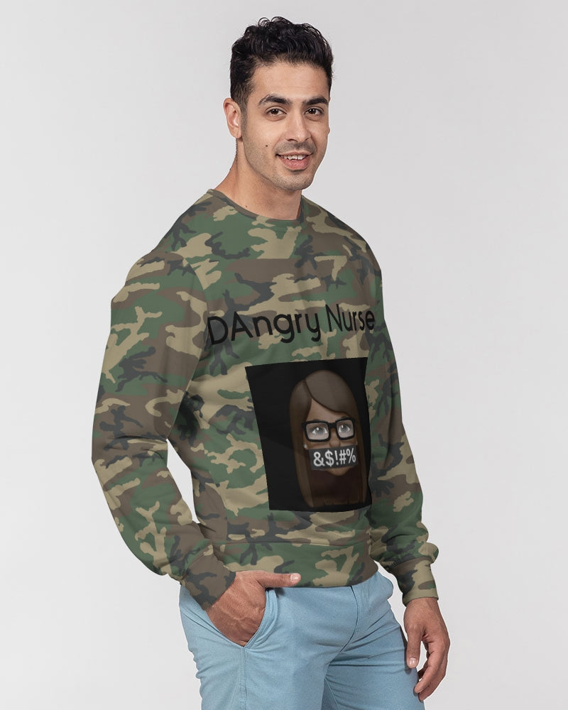 Brown-camo Men's Classic French Terry Crewneck Pullover