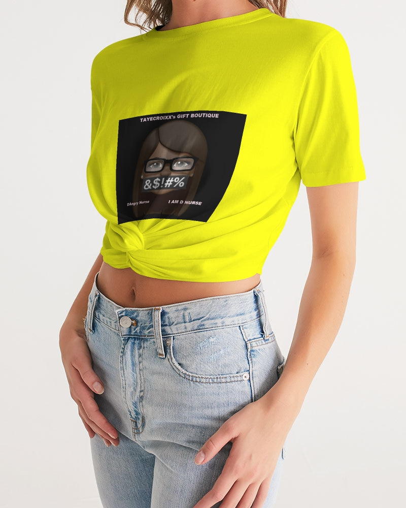 Angry Yellow Women's Twist-Front Cropped Tee