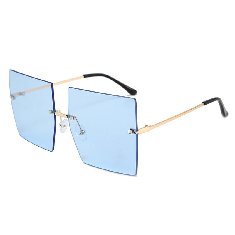Square frameless metal glasses