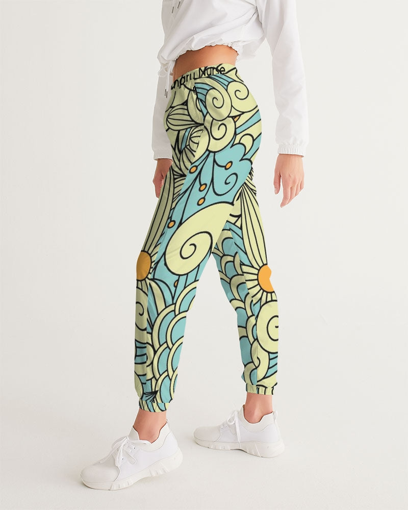 Angry yellow blue green print Women's Track Pants