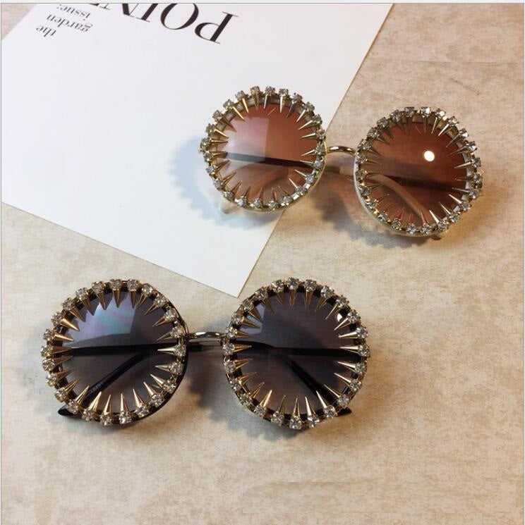 Baroque Rhinestone Crystal Round Sunglasses