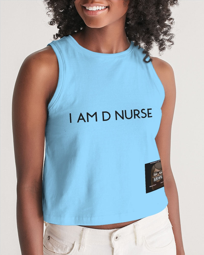 Angry pastel blue Women's Cropped Tank