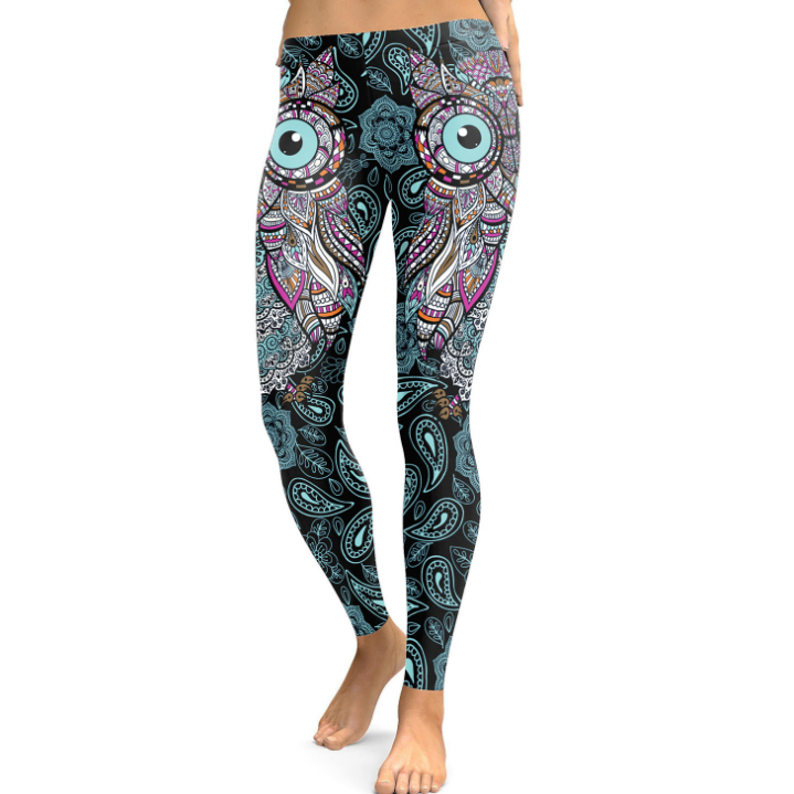 NADANBAO New Design 2021 Leggings Women Cool Owl Digital Print Flower Fitness Workout Leggins Slim Elastic Plus Size Pant Legins