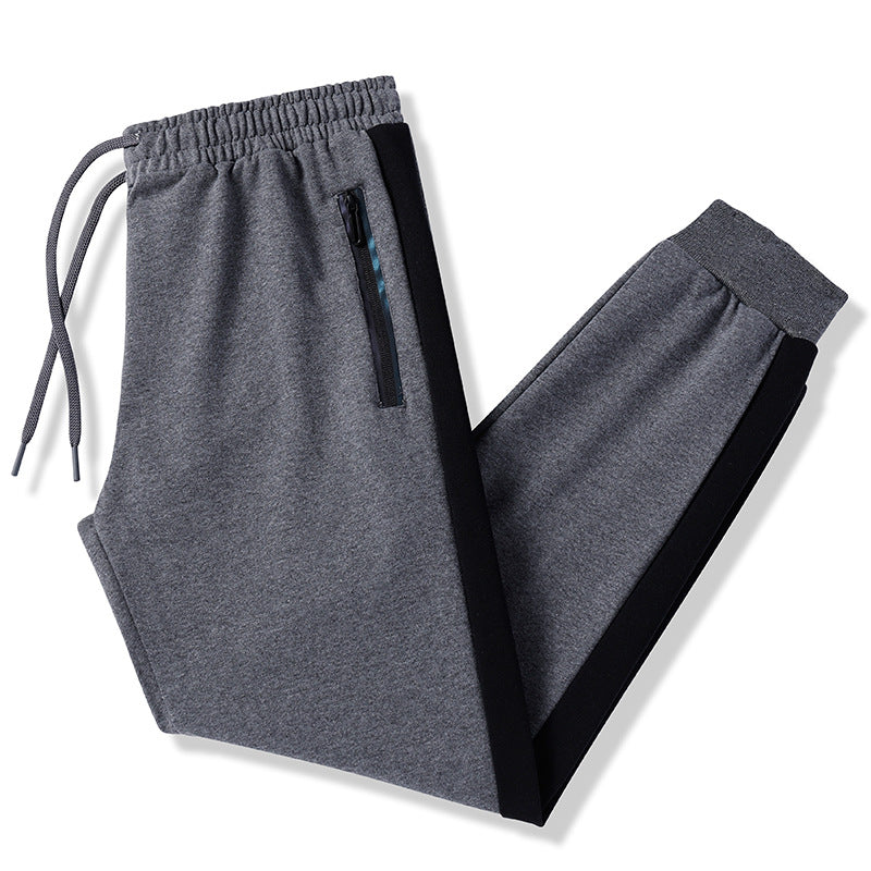 Sports Solid Color Cotton Sweatpants With Drawstring Long Pants