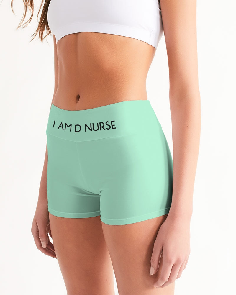 Angry pastel green Women's Mid-Rise Yoga Shorts