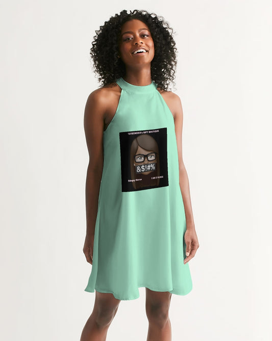 Angry pastel green Women's Halter Dress