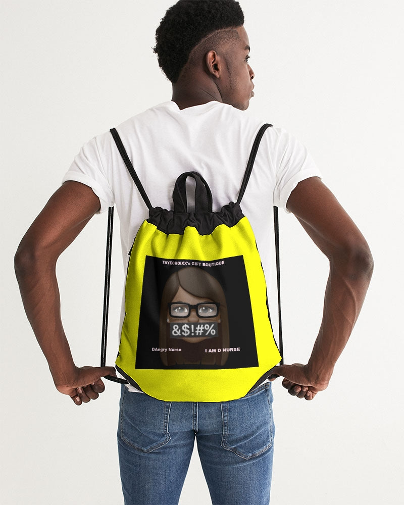 Angry Yellow Canvas Drawstring Bag