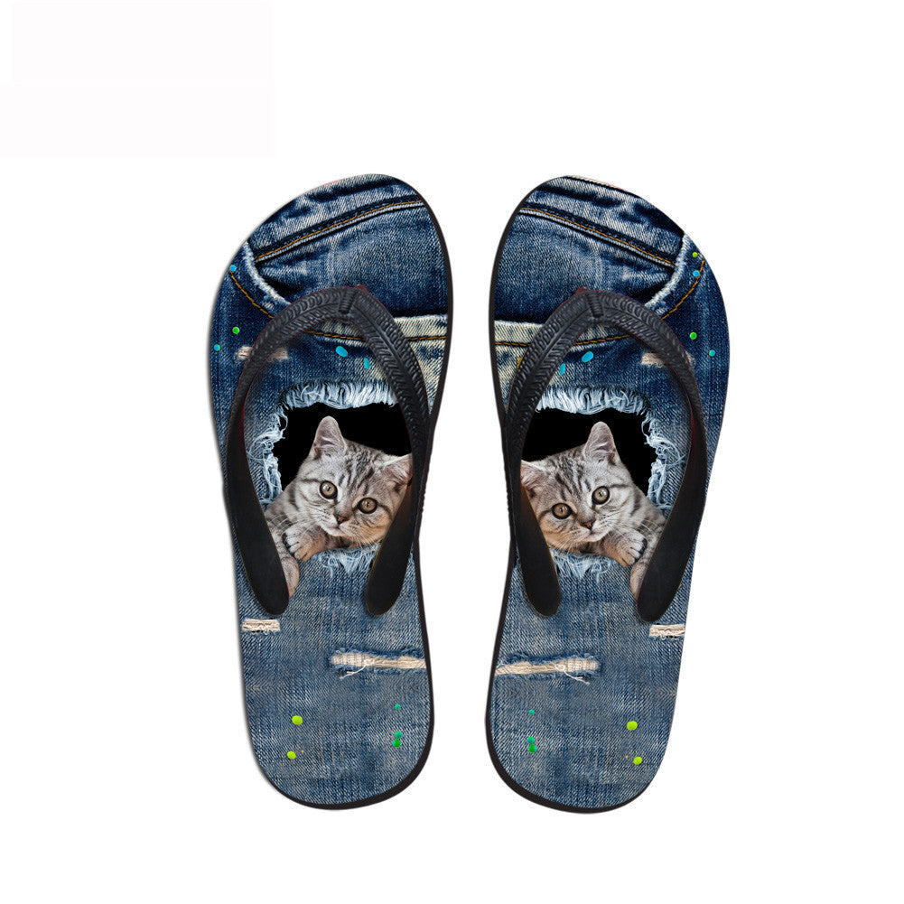 Ripped Cowboy Pet Dog And Cat Flat Slippers