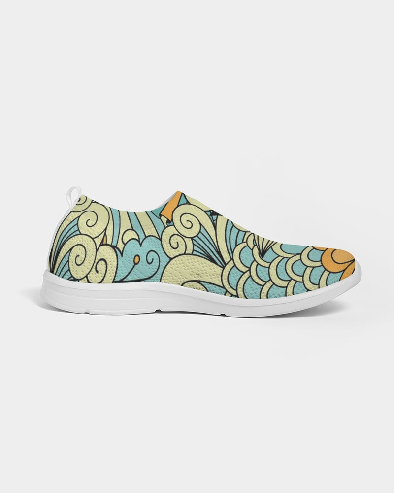 Angry yellow blue green print Women's Slip-On Flyknit Shoe