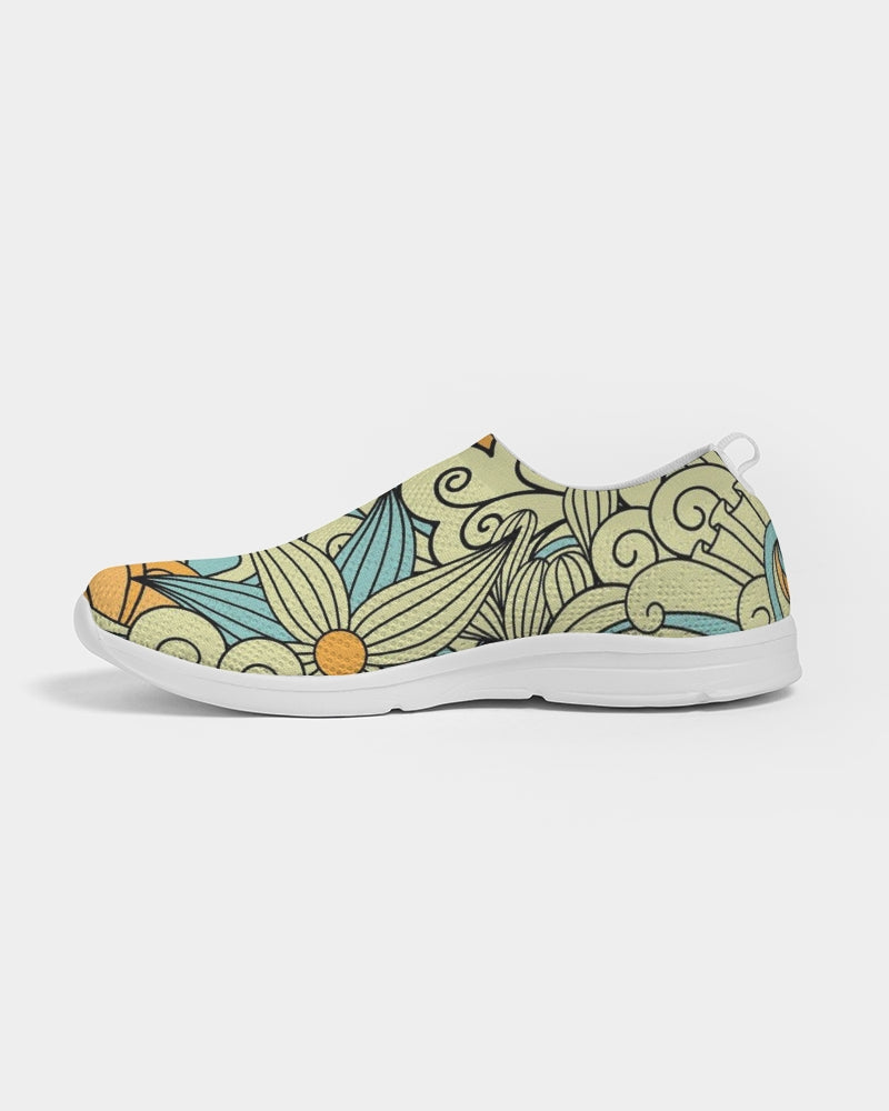 Angry yellow blue green print Women's Slip-On Flyknit Shoe