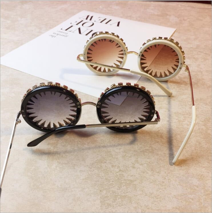 Baroque Rhinestone Crystal Round Sunglasses