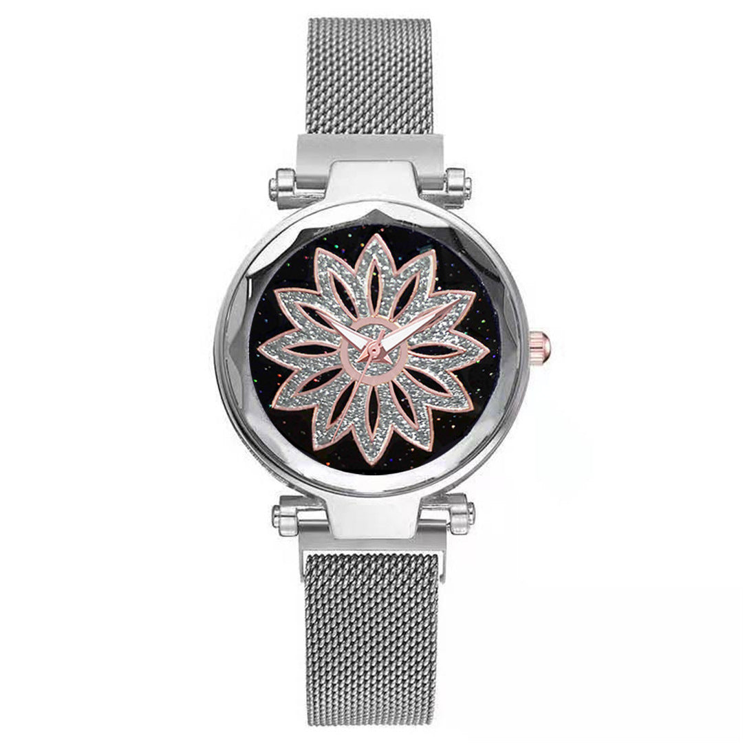 Quartz watch with starry sky surface for ladies