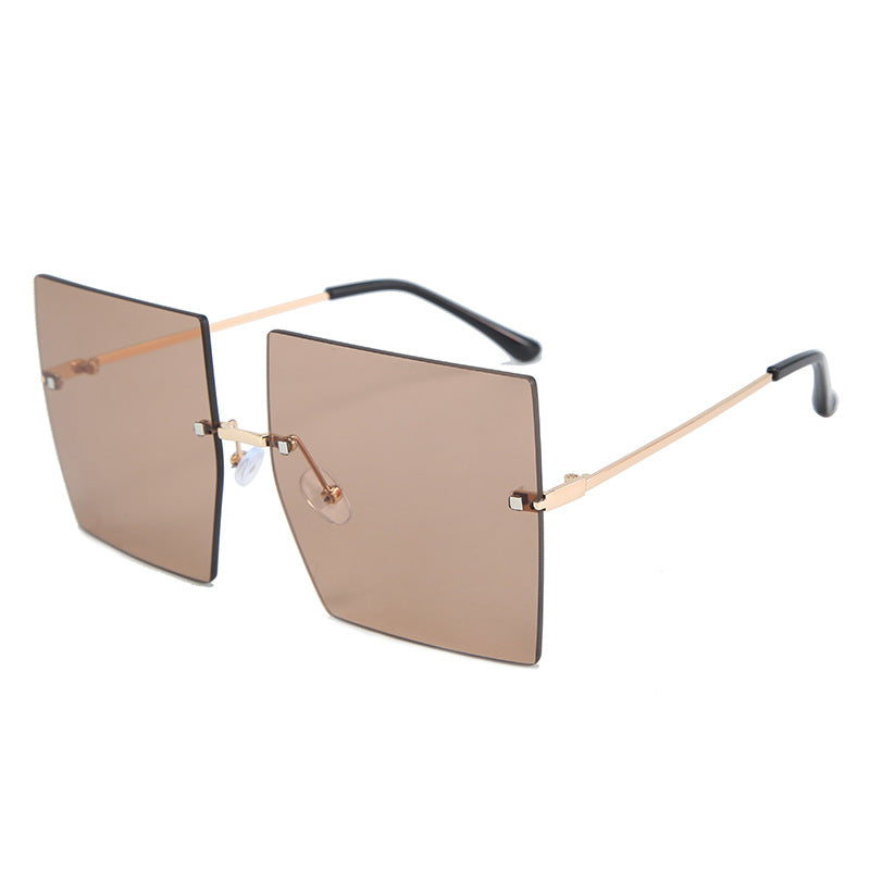 Square frameless metal glasses