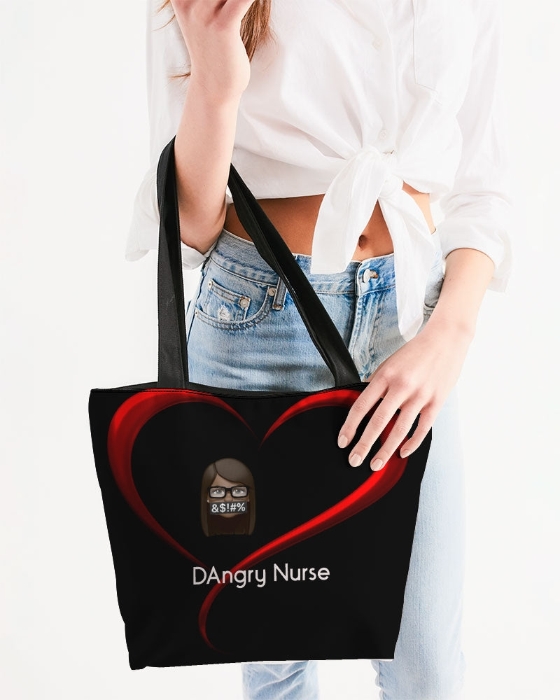 Angry Hearts Canvas Zip Tote
