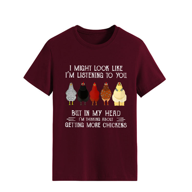 Simple Round Neck Pullover Blouse Print T-shirt