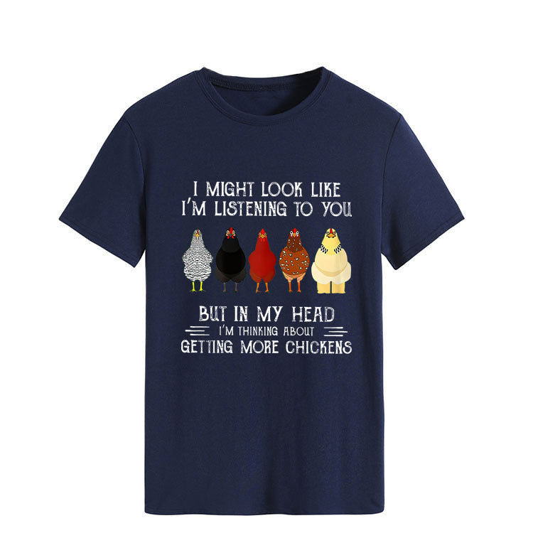 Simple Round Neck Pullover Blouse Print T-shirt