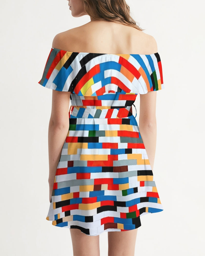 Angry Blocks Women's Off-Shoulder Dress