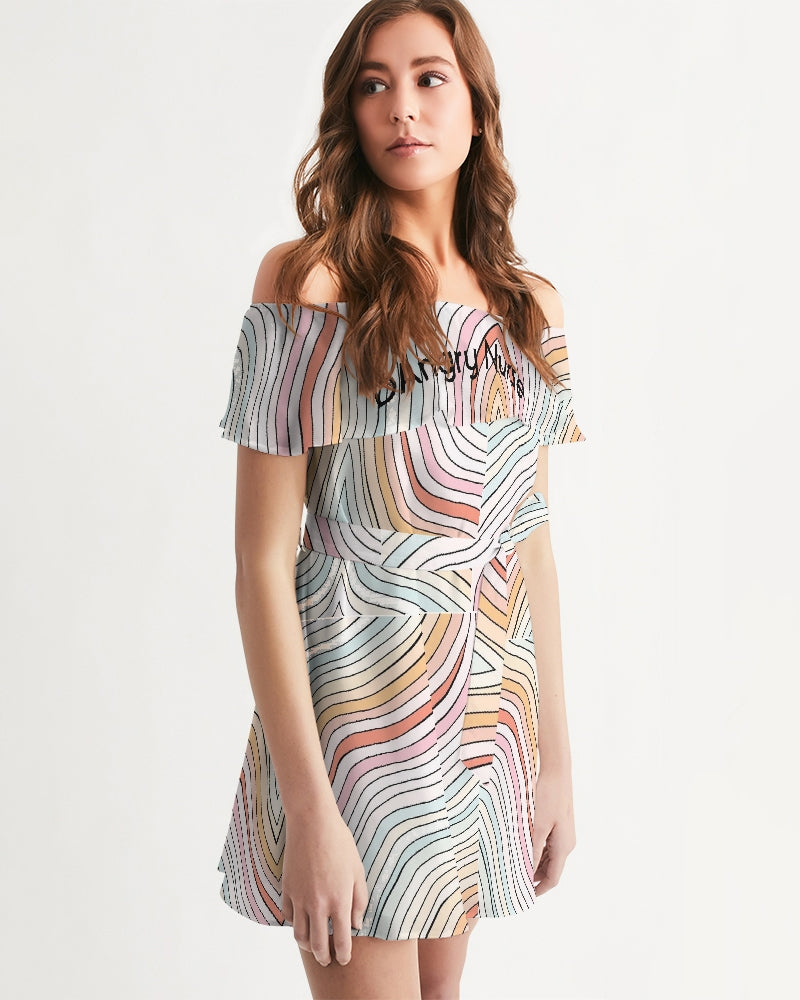 Angry waves Women's Off-Shoulder Dress