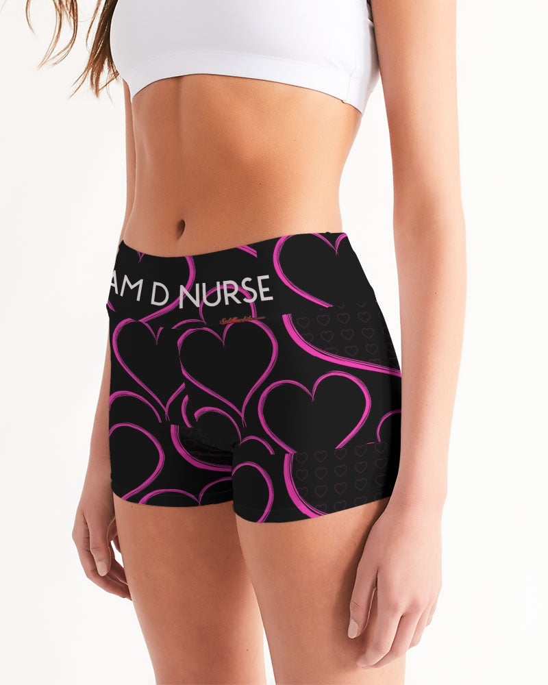 Angry hearts Women's Mid-Rise Yoga Shorts