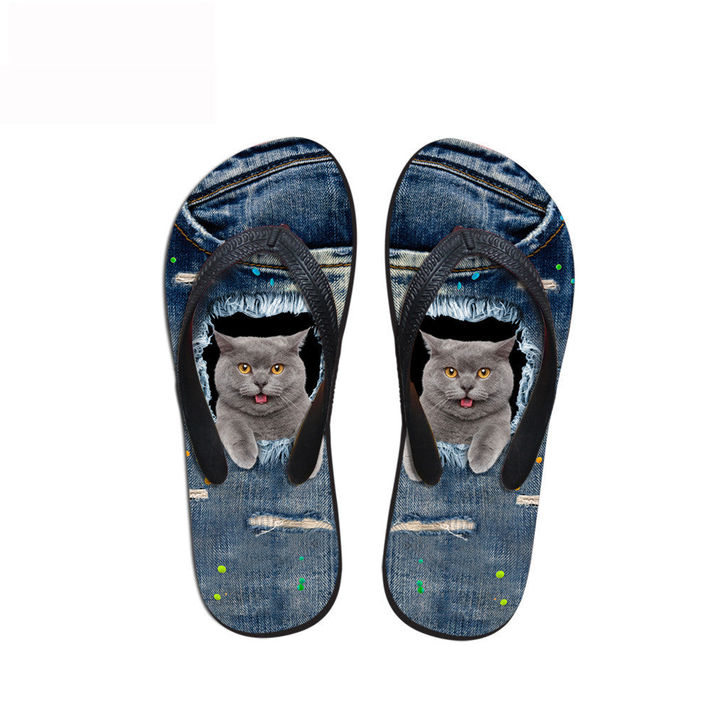 Ripped Cowboy Pet Dog And Cat Flat Slippers