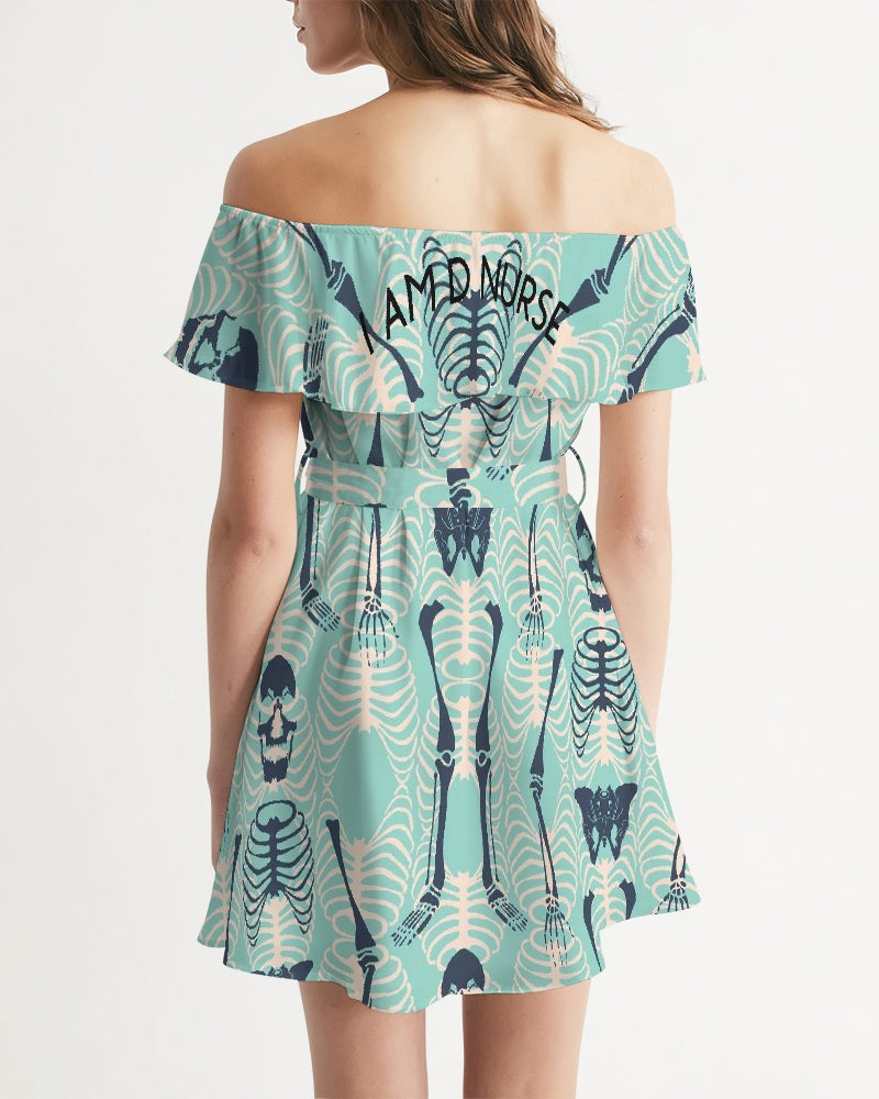 ANGRY SKELeton Women's Off-Shoulder Dress