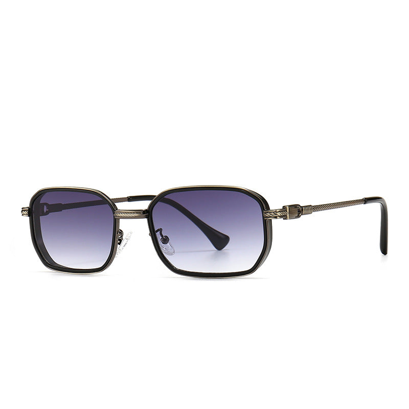 Modern retro square frame narrow sunglasses