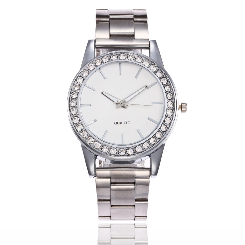 Women's Alloy Steel Band Full Diamond Simple Scale Watch