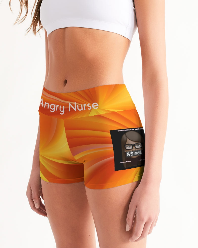 angry orange Women's Mid-Rise Yoga Shorts